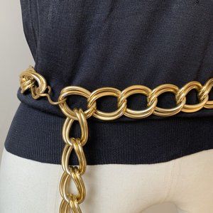 VINTAGE GOLD TONE BYZANTINE CHAIN BELT NECKLACE 30" LONG
